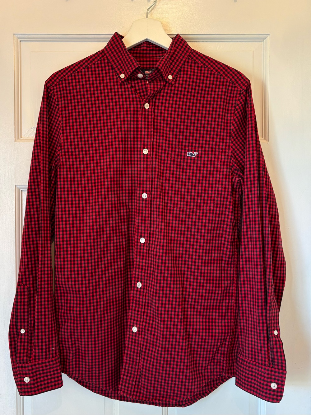 Vineyard Vines Red & Black Gingham Long Sleeve Button-Down Shirt Men’s Size XS
